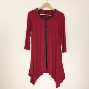 Grace Elements red tunic with leather detail Small